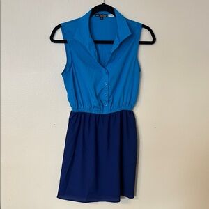 BeBop Two-Tone Blue Sleeveless Dress